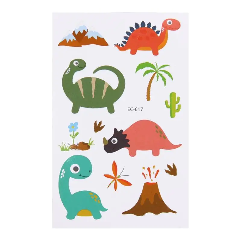 

1pc Tattoo Sticker Cute Children Waterproof Fake Animal Dinosaur Temporary Tattoos Sticker Big Flower Nail Tips Body Tattoo