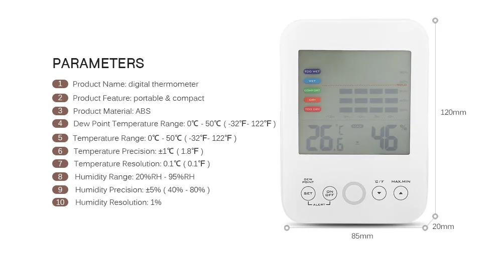 ЖК-дисплей цифровой термометр-гигрометр метеостанции Температура Влажность гигрометр тестер Крытый Открытый плесень напоминание зонд