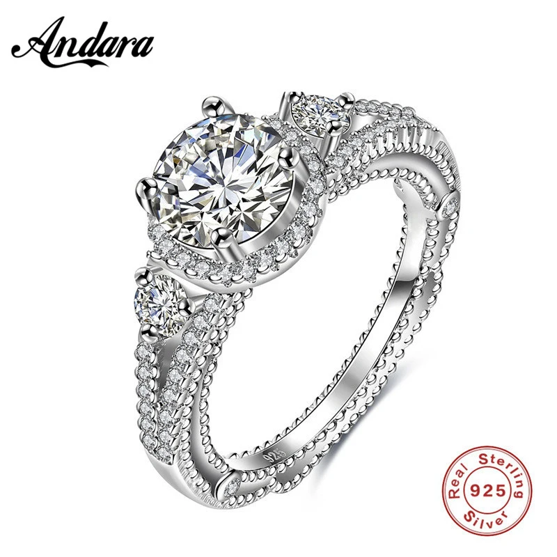 

Hot Authentic 100% 925 Sterling Silver 1 Piece Clear CZ Stackable Finger Rings For Women Jewelry