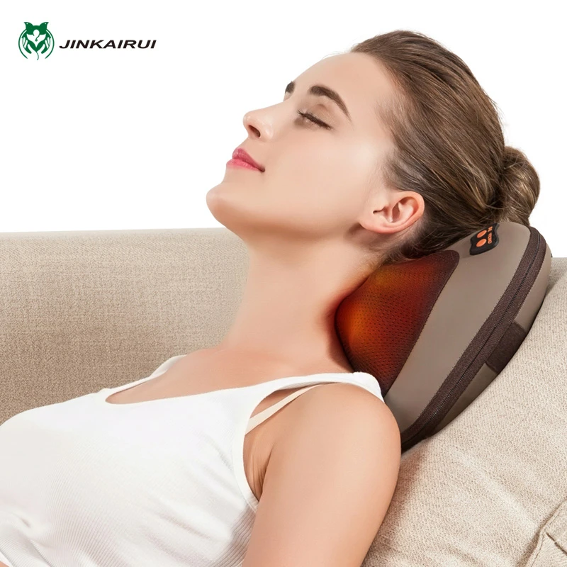 Kopen JinKaiRui Vibrerende Kneden Nek Body Massager Hamer Kussen Infrarood Shiatsu Elektrische Schouder Terug Massage Massagem Auto Home