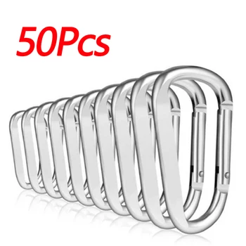 

Small Key Chain Outdoor Buckles Multi purpose 50/100 pcs Silver/Black Carabiner Durable High quality