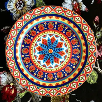 

Painted ceramics plate 11 inch Western dishes restaurant living room decoration plate wall hanging plate tourist souvenir Home Decor