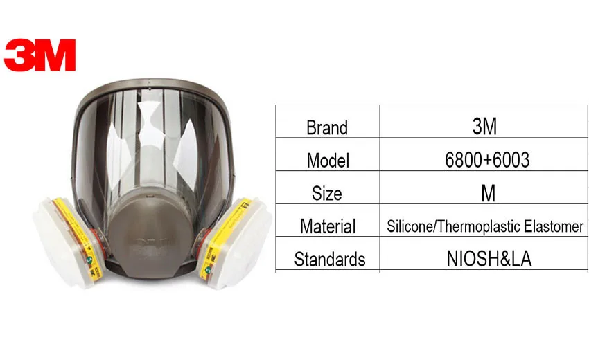 3 м 6800+ 6003 уход за кожей лица из многоразовые респиратор фильтр Защита уход за кожей лица Маска Анти-органический пар и кислых газов NIOSH& LA Стандартный LT080