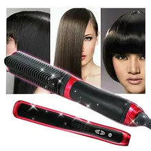 Pro LCD Heating Electric Ionic hair iron ceramic Fast Safe Hair Straightener Anti static Ceramic Straightening Brush Comb