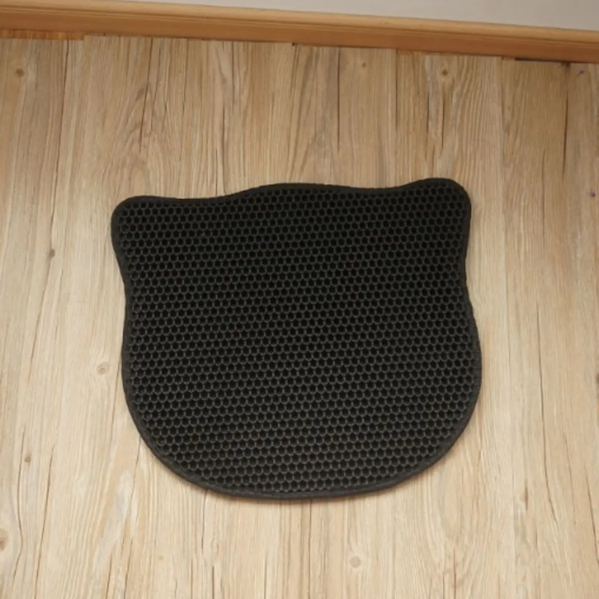 Складной коврик для кошачьего лотка, водонепроницаемый сотовый просеивающий коврик, защитный коврик для пола, экологически чистый EVA пенопластовый коврик для мусора - Цвет: Черный