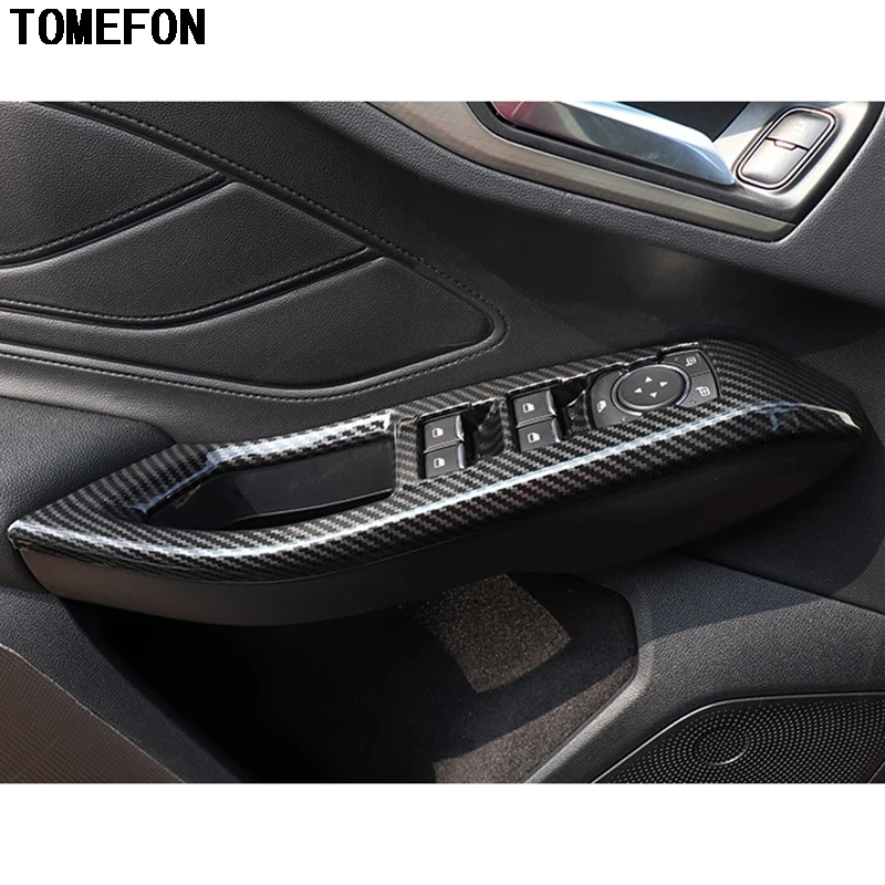 

TOMEFON For Ford Focus LHD 2019 Inner Door Handle Armrest Bezel Window Lift Switch Button Panel Cover Trim Interior Accessories