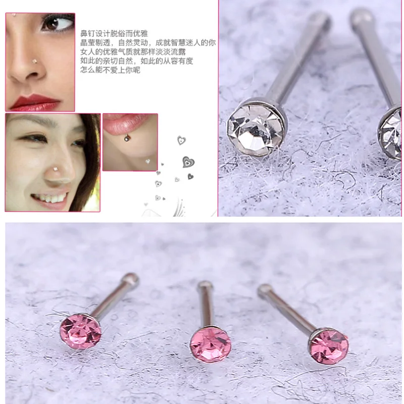 Piercing Jewelry Nose Studs Body Piercing Jewelry Body Jewelry Stainless Steel Crystal Nose stud Set Women Girl Surgical Steel Nose Piercing Rhinestone Stud ear bone Stud Body Jewelry