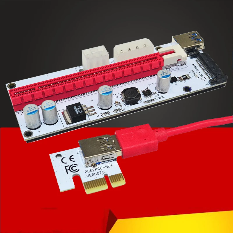 Новый 3 в 1 SATA 4Pin 6Pin источник питания PCI Express 1X до 16X Райзер карта USB3.0 Удлинительный