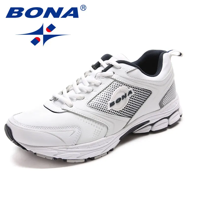 BONA/ стиль; мужские кроссовки на шнуровке; Мужская Спортивная обувь; кроссовки для бега на открытом воздухе; удобный мягкий светильник; - Цвет: WHITE