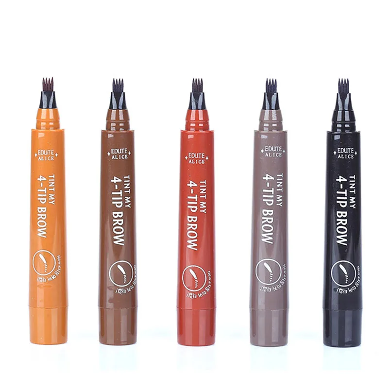 

5 Colors Eyebrow Pen Waterproof Fork Tip Eyebrow Tattoo Pencil Long Lasting Professional Fine Sketch Liquid Eye Brow Pencil Tool