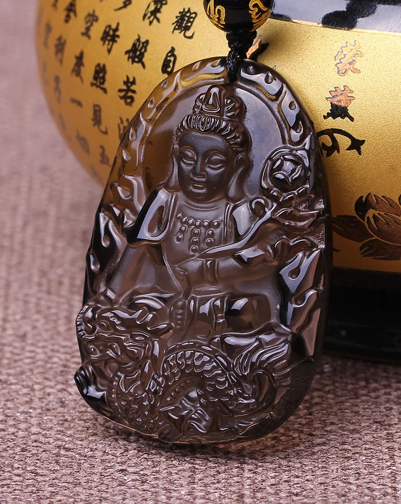 Новое место натальный Samantabhadra Будда кулон кристаллический обсидиан патрон змея мужские и женские модели
