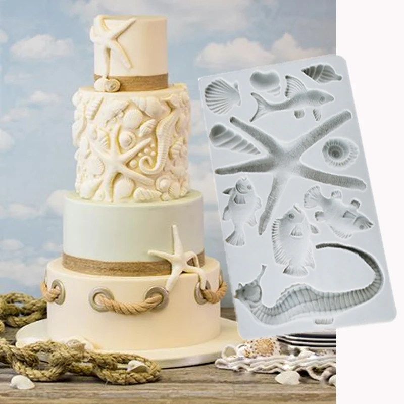 

Seaside Accessories Molds Fondant Cake Decorating Silicone Molds Sugarcrafts Chocolate Baking Tools for Cakes Gumpaste Fimo