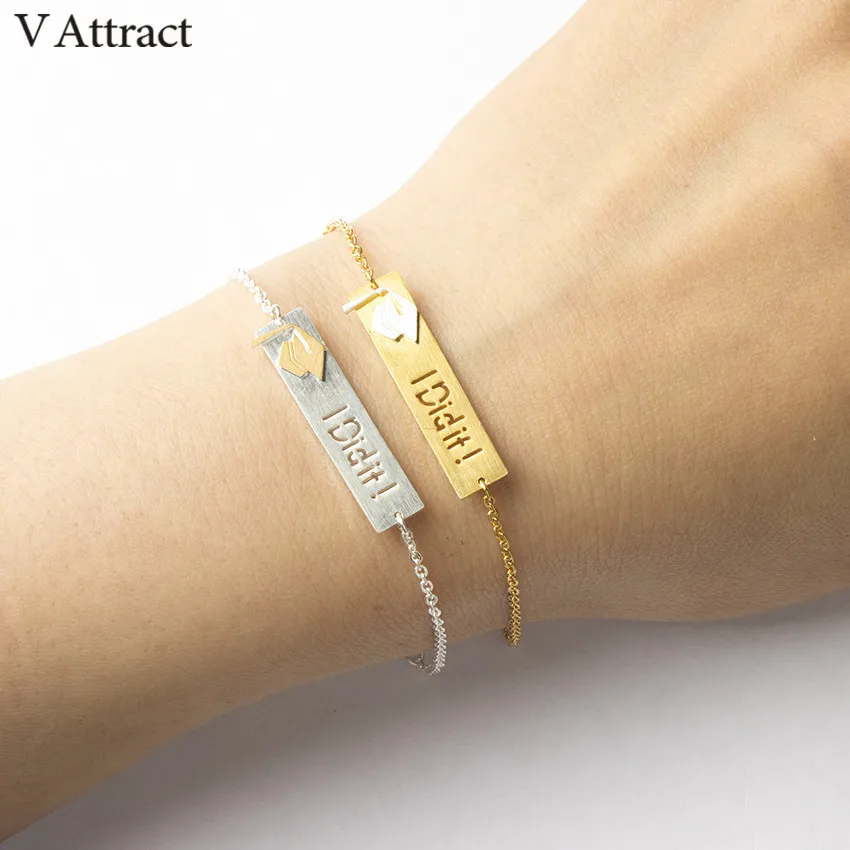 

V Attract 2018 Stainless Steel Bijoux Femme Gold I did it Charm Statement Bracelet for Women Fashion Jewelry Graduation Pulseira