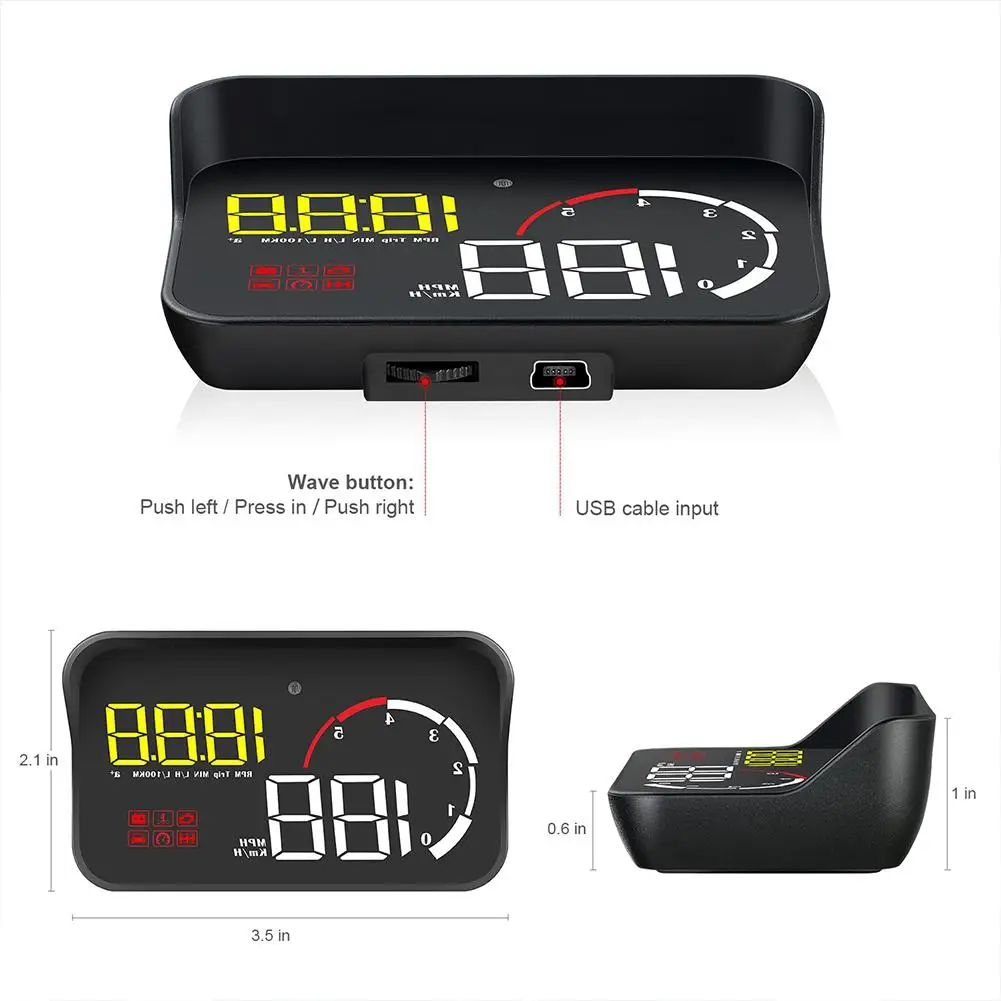 Автомобильный OBD2 II Hud Дисплей Цифровой спидометр превышение скорости Предупреждение электронная сигнализация лобовое стекло проектор r20