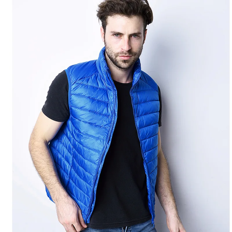 

2019 New Men's Vest Warm Ultralight Down Jackets Vests Men Solid Thin Winter Vest Male Lightweight Coats