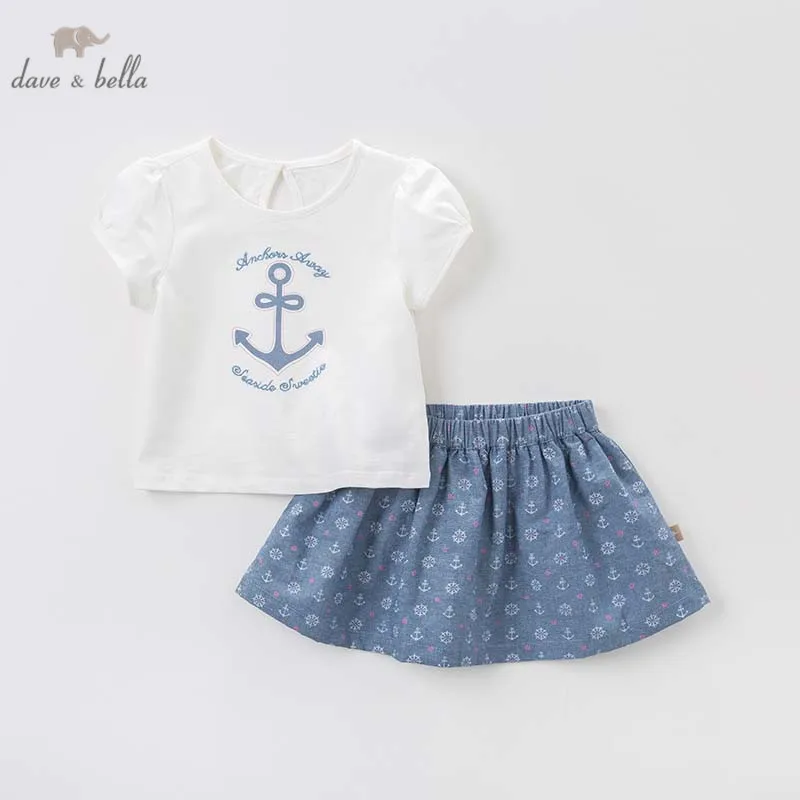 

Dave bella summer baby clothing sets children tops+skirt 2pcs suits toddler infant outfit kids lovely clothes DBB6923