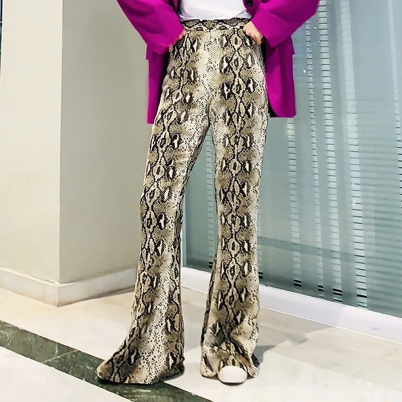 TWOTWINSTYLE, корейская мода, змеиный принт, женские брюки, высокая талия, большой размер, длинные брюки, женская уличная одежда, весна, новинка - Цвет: print