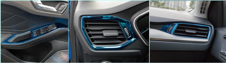 Синий титановый стиль молдинги для Ford Focus подлокотник на внутреннюю сторону двери Кнопка Подъема Окна крышка отделка