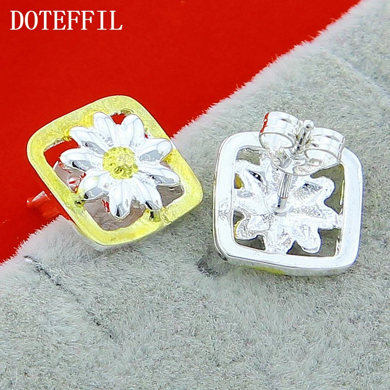 

Hot Sales 925 Silver Simple Fashion Creative Personality Separate Simple Daisy Flower Earrings Silver Earrings Free Shipping