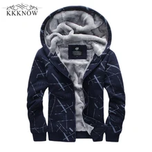 

KKKNOW 2017 New Hoodies Men Striped Zipper Men's Hoodie Sweatshirt Male Winter Warm Slim Fit Sportswear With Cashmere