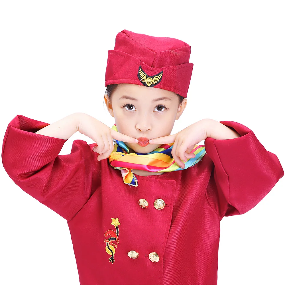 

Girls Stewardess Costume for Kids Halloween Cosplay Flight Attendants Steward Uniform Girl Party Performance Clothing