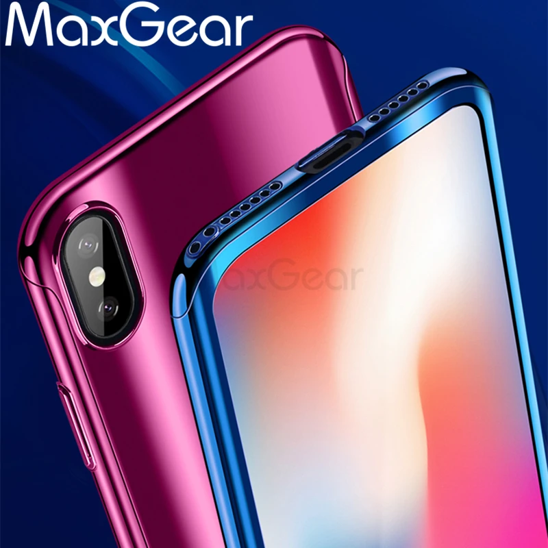 

MaxGear 360 Degree Full Cover Mirror Cases For iPhone 10 Case X Luxury Back Plating Hard Cover For iphone X 10 Phone Case Capa