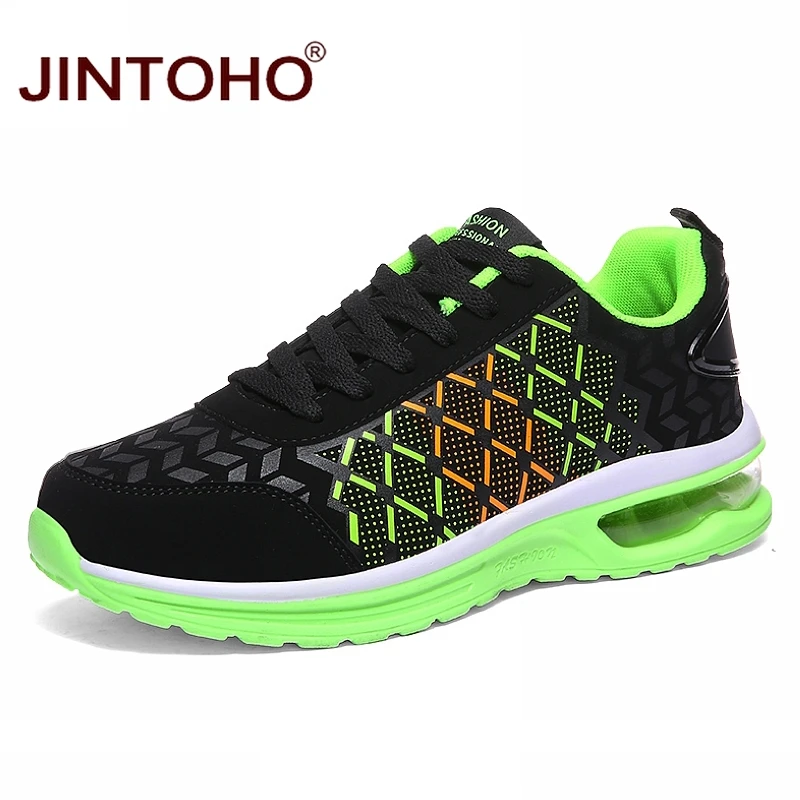 Бренд JINTOHO, Мужская дешевая спортивная обувь, кроссовки для мужчин, уличная Мужская обувь для бега, прогулочная обувь, спортивная обувь, мужские кроссовки - Цвет: black green