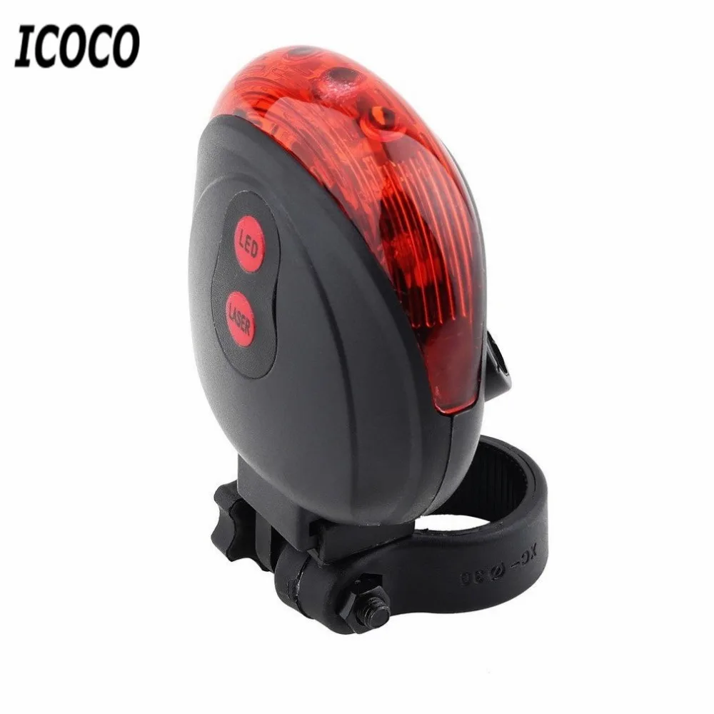 ICOCO Super 5 LED 2 Laser Bike Light 7 Flash Mode велосипедная безопасная задняя лампа