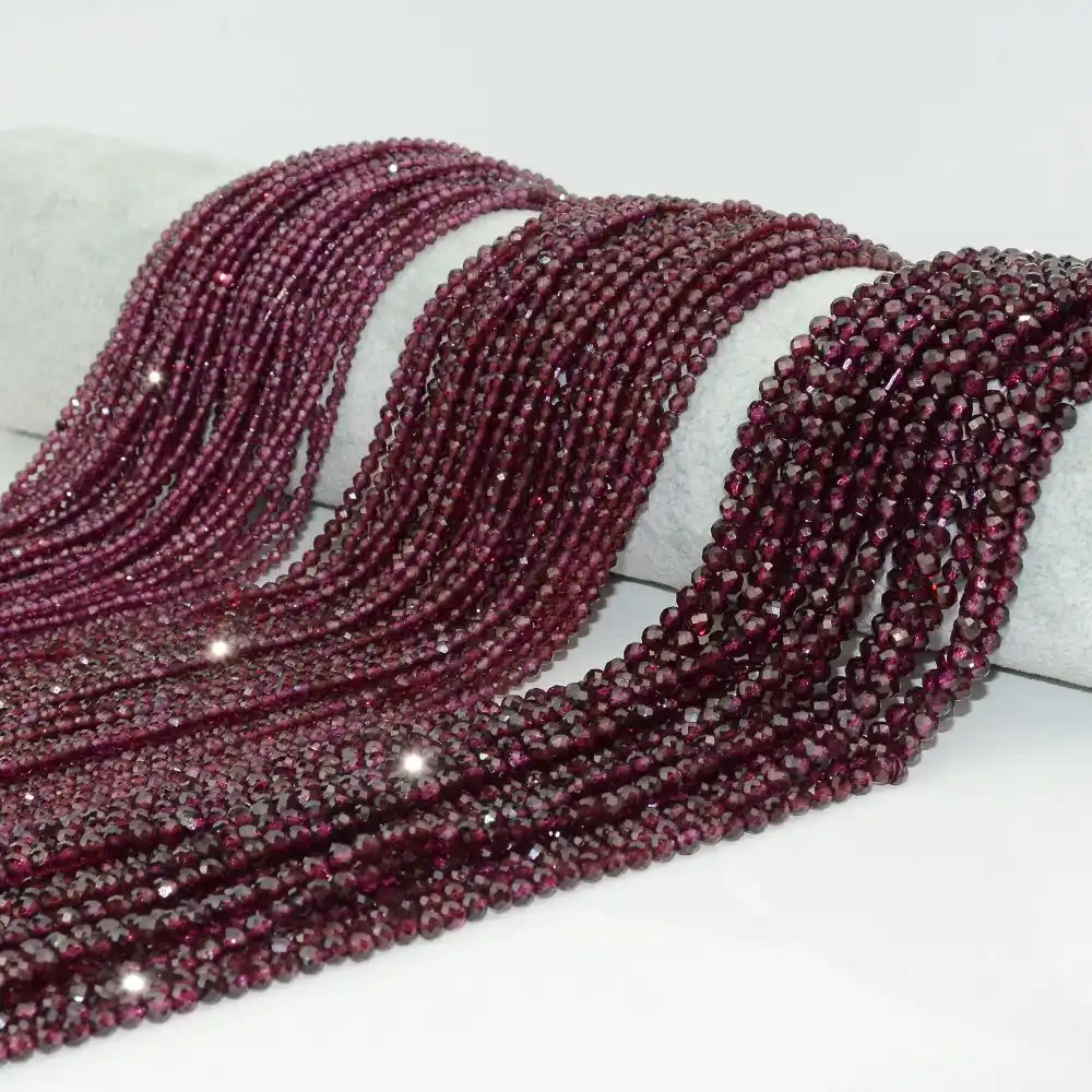 rhodolite garnet faceted rondel sized 2mm 1strand