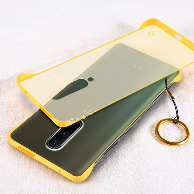 

for Oneplus 7 Pro 7 Case Anti-knock Matte Rimless Acrylic Ring Cover for Oneplus 7 1+7 7Pro Case Phone Cover with Matel Ring