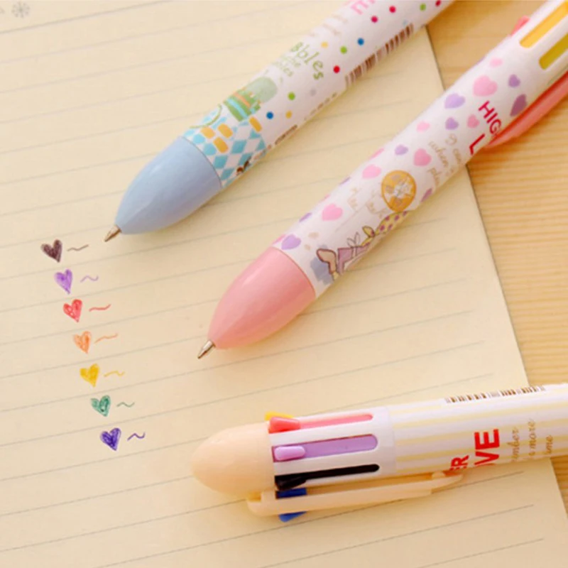 

Multicolor Ballpoint Pen 0.5mm Multifunction 7/8/10/12 Colors In 1 Cartoon Animal Pattern Pen School Supplies