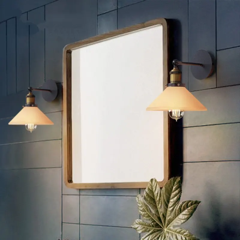 

Mediterranean Sea classic white glass wall lamp retro corridor bedroom wall light loft industrial vintage aisle lighting fixture