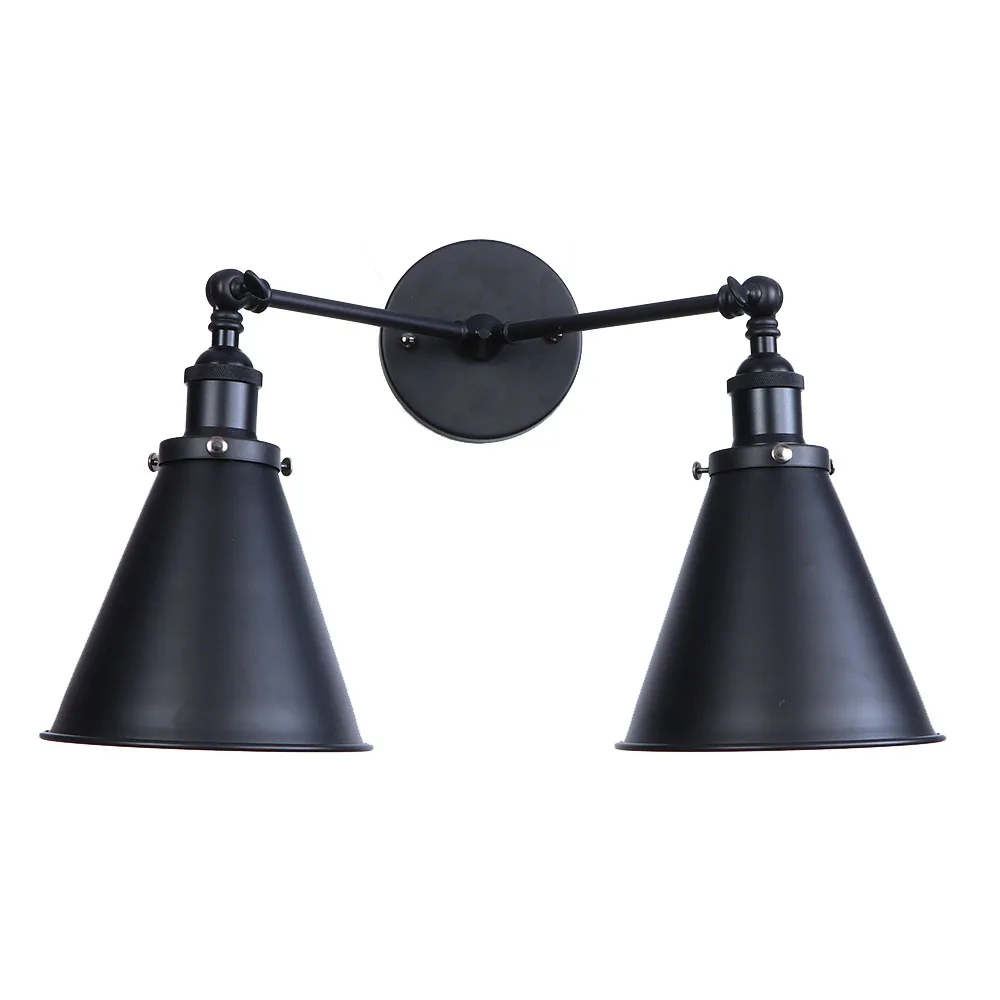 

Black Iron American Village Wall Lamp E27 Bulb with lampshade restaurant led wall lamp Bedroom wall light RWL0014