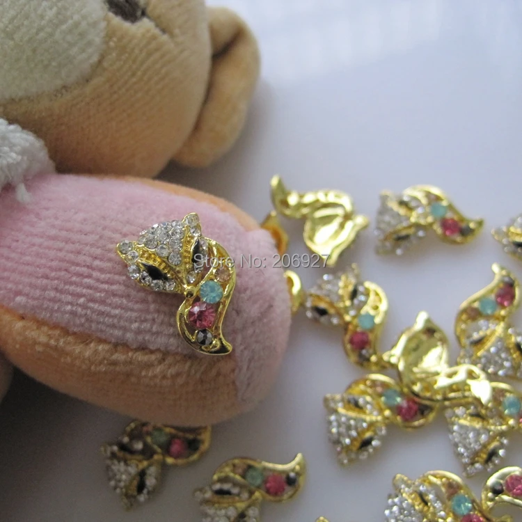 MD-562 10pcs Fancy Rhinestone Gold Fox Deco Metal Charms Nail Art | Красота и здоровье