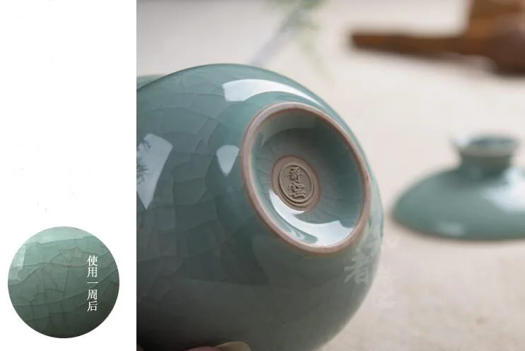 Горячая Распродажа, ru печи пигментированные anxi tieguanyin gaiwan, набор из трех предметов, двойная линия, Цзиндэчжэнь, инструмент для белого чая