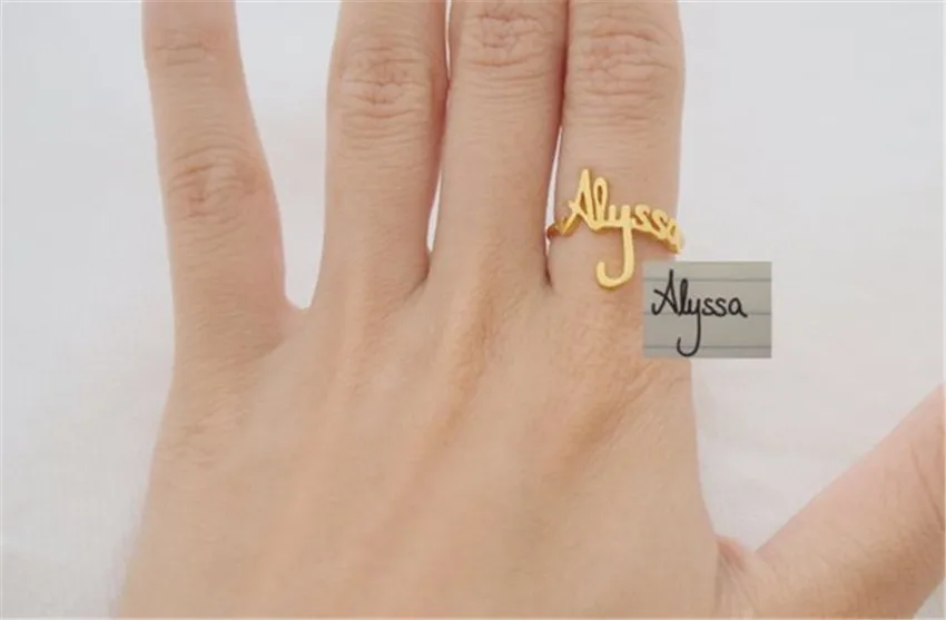 Personalized Font Name Ring Jewelry Stainless Steel Handmade Custom Ring Wedding Gifts Gold Silver Adjustable Anillos Mujer