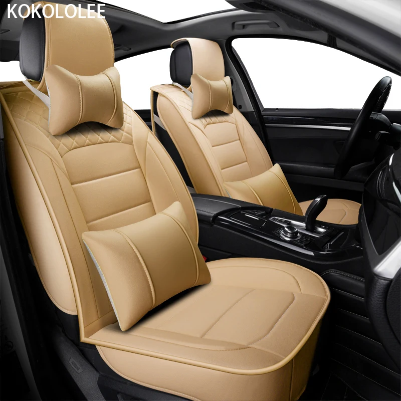 

[KOKOLOLEE] pu leather car seats covers for Mitsubishi Outlander 5seats 2018-2013 breathable seat covers for Outlander