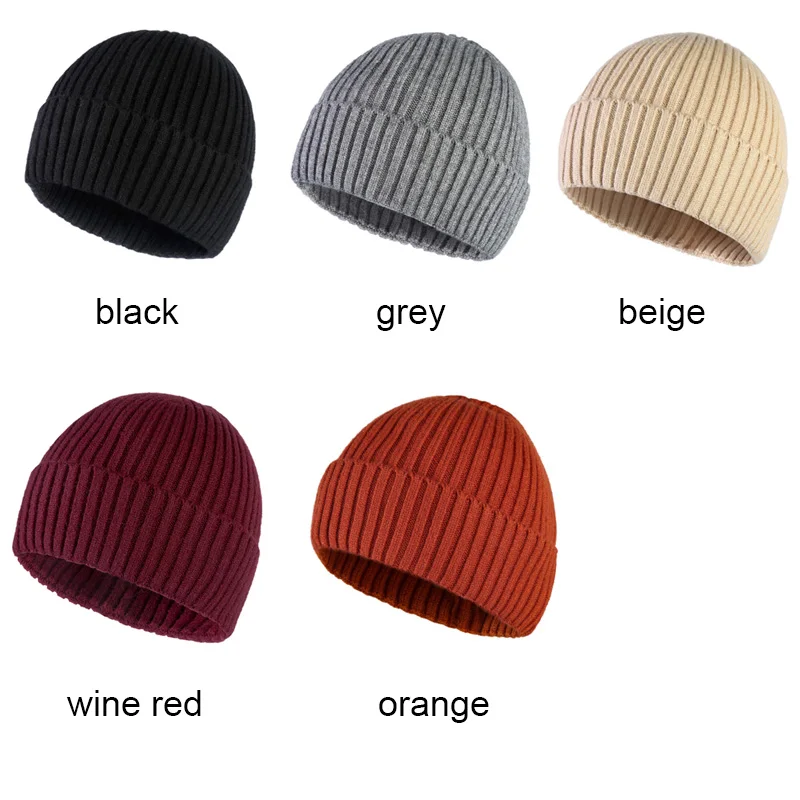 Beanie Men Winter Knit Hat Women Warm Angora Ski Accessory Brim Soft Casual Stretchy Outdoor Headwear (6)