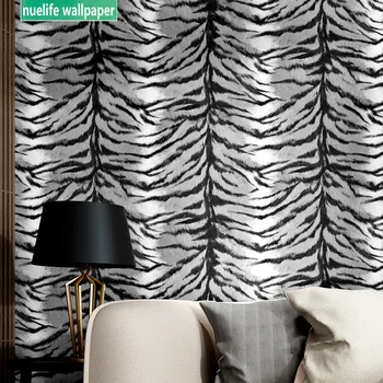

Chinese style zebra pattern coffee shop clothing shop Internet cafe study living room bedroom kids room TV background wall paper