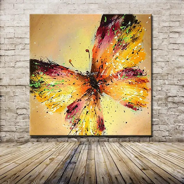 Pintura al óleo de mariposa Adorable abstracta hecha a mano en lienzo