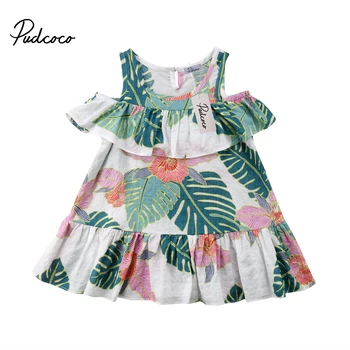 

Pudcoco Kids Baby Girl Princess Off Shoulder Leaves Print Dress Clothes 1-6Years Helen115