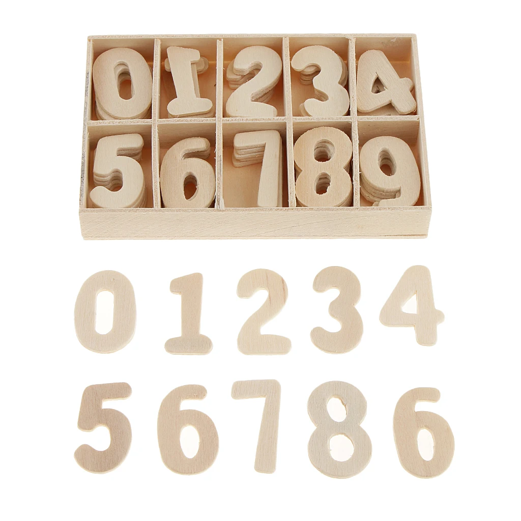 60 Pieces Smooth Natural Wooden Numbers Wooden Lowercase Letters Numbers Great For Crafts Pendants DIY Decoration Displays