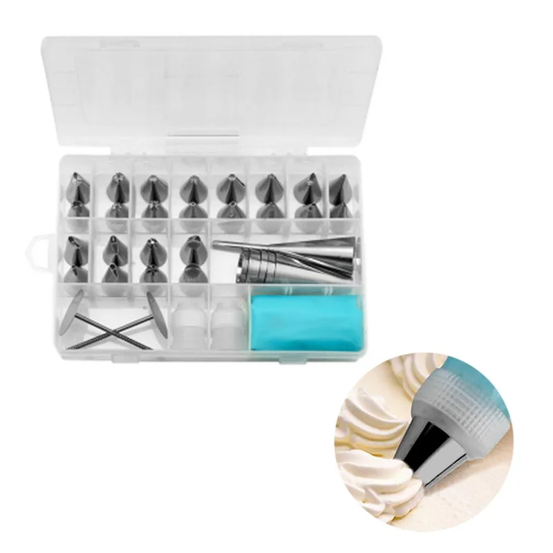 

Hoomall Silicone Icing Piping Cream Pastry Bag+6 Stainless Steel Nozzle Dessert Cake Decorating Tools Kitchen DIY Tips Set