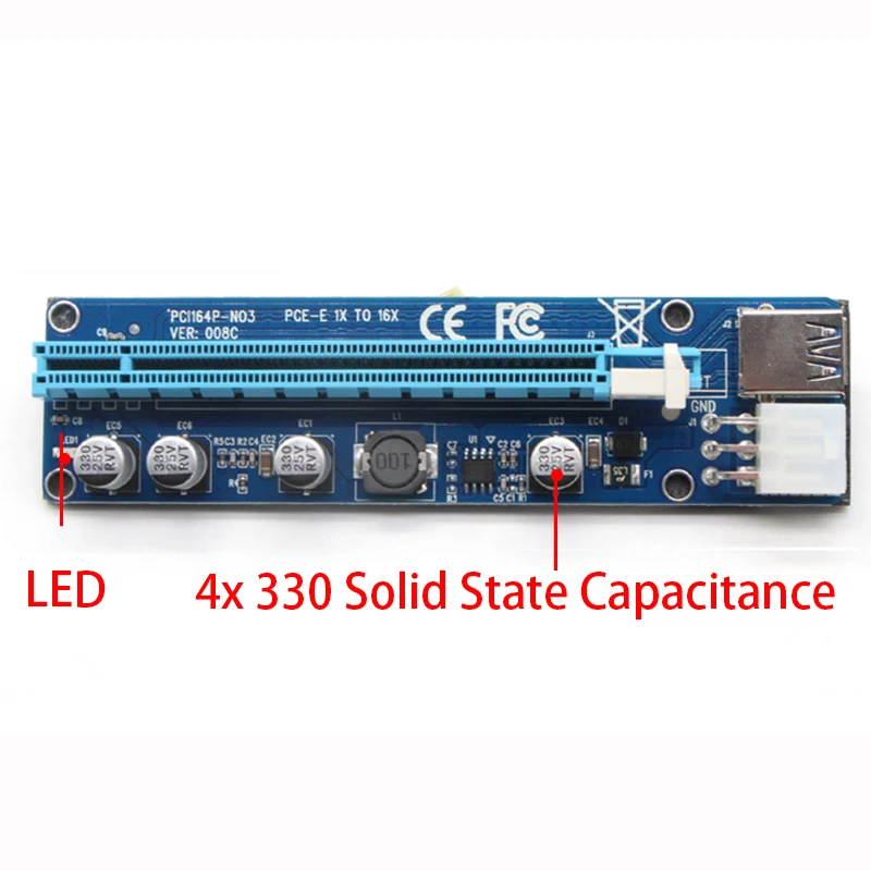 008C PCIE RISER 6PIN 16X for BTC mining with LED JONSNOW-4 (8)