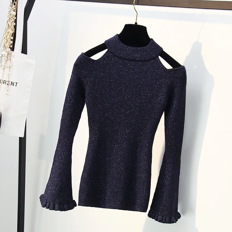 

New Shiny Lurex Autumn Spring Basic Sweater Women Fashion Korean Style Knitted Chic Sweater Female Long Sleeve Pullover Tops 362