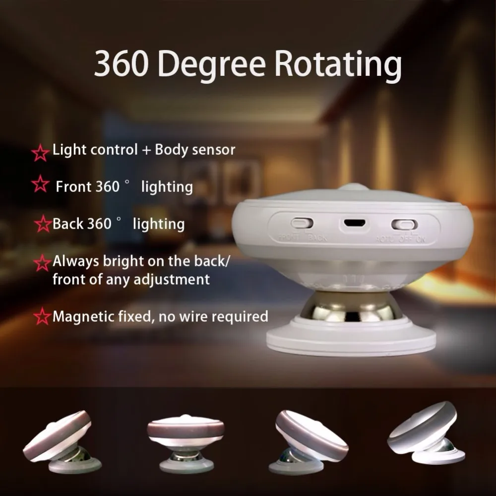 Comprar Recargable de Movimiento Activado Sensor de Luz LED USB Luz de La Noche con Magnético, seguro para Los Niños, ideal para Interiores, armario, escaleras, B