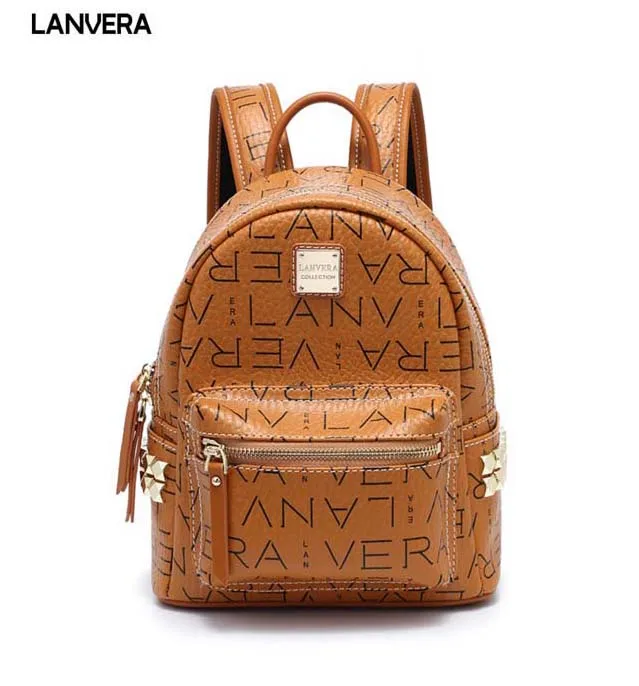 

2019 New Casual LANVERA Woman Backpack Simple Leather Student Style backpack Young Women Backpack Quality Good Women bag