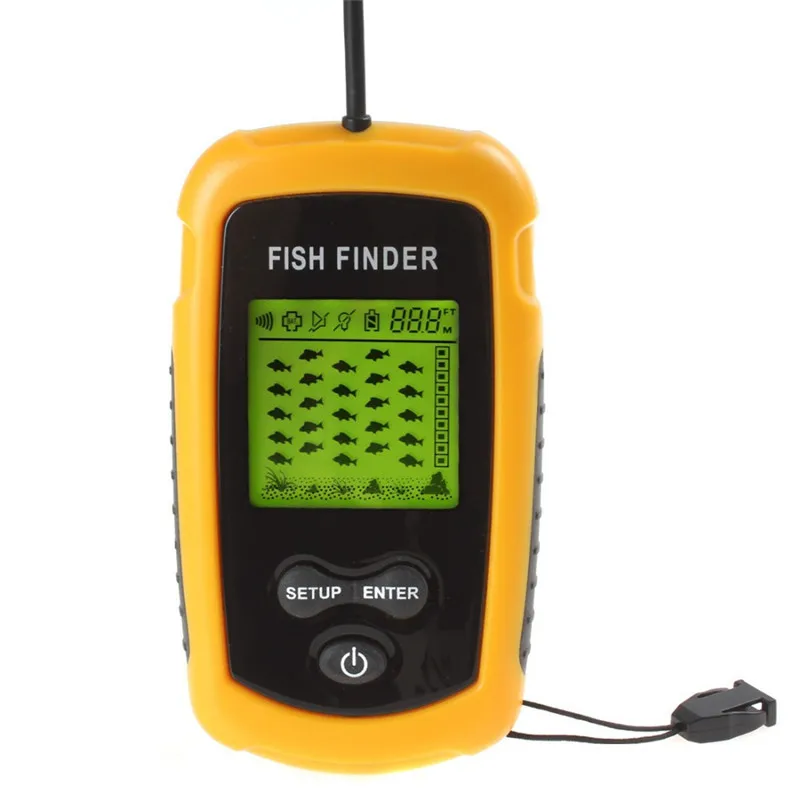 Портативный рыболокатор, эхолот, датчик сигнализации, глубже, рыболокатор 0,7~ 100 м, эхолот для рыбалки с английским ЖК-дисплеем