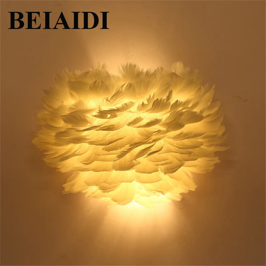 BEIAIDI творческий светодиодный перо настенный светильник E14 базы Гостиная Спальня прикроватные бра Nordic современные украшения настенные бра