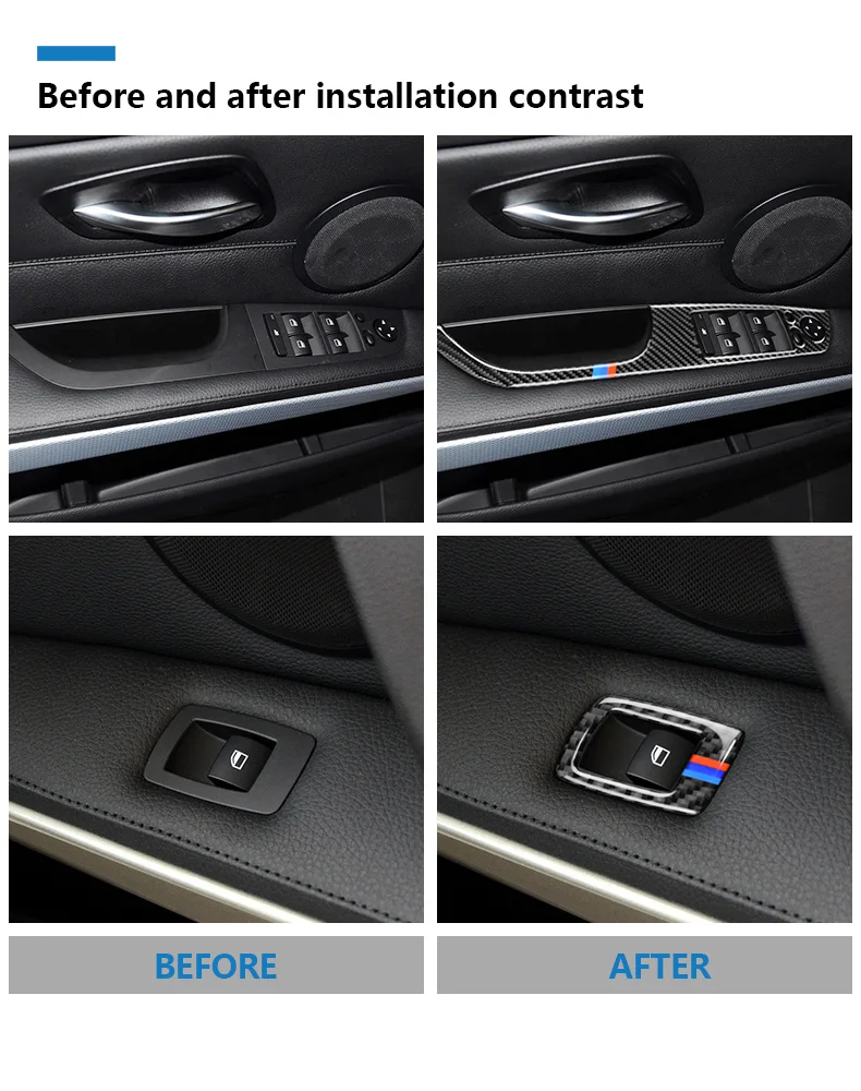 BMW 3 Series E90 E93 Accessories LHD Car Interior Carbon Fiber Door Window Switch Panel Cover Trim Car Styling (4)
